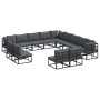 Conjunto de sofá de jardín con cojín 13 pcs Negro Aluminio