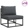 Conjunto de sofá de jardín con cojín 13 pcs Negro Aluminio