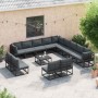 Conjunto de sofá de jardín con cojín 13 pcs Negro Aluminio
