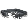 Conjunto de sofá de jardín con cojín 14 pcs Negro Aluminio