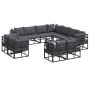 Conjunto de sofá de jardín con cojín 11 pcs Negro Aluminio