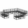 Conjunto de sofá de jardín con cojín 11 pcs Negro Aluminio