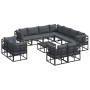 Conjunto de sofá de jardín con cojín 12 pcs Negro Aluminio