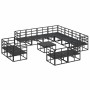 Conjunto de sofá de jardín con cojín 12 pcs Negro Aluminio