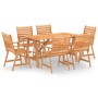 Juego de comedor para jardín 7 piezas madera maciza de acacia