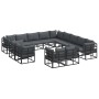 Conjunto de sofá de jardín con cojín 13 pcs Negro Aluminio