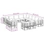 Conjunto de sofá de jardín con cojín 13 pcs Negro Aluminio