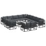 Conjunto de sofá de jardín con cojín 14 pcs Negro Aluminio