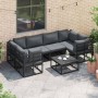 Conjunto de sofá de jardín 6 pcs Negro Aluminio