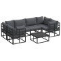 Conjunto de sofá de jardín 7 pcs Negro Aluminio