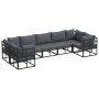 Conjunto de sofá de jardín Negro Aluminio
