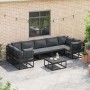 Conjunto de sofá de jardín Negro Aluminio