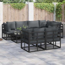 Conjunto de sofá de jardín con cojín 7 pcs Negro Aluminio en Conjuntos de jardín | Comprar online en Foro24
