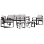 Conjunto de sofá de jardín 6 pcs Negro Acero