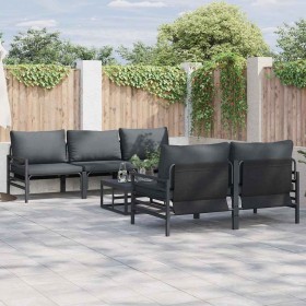 Conjunto de sofá de jardín 6 pcs Antracita Acero & tela