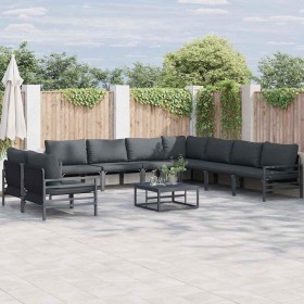 Conjunto de sofá de jardín Antracita Acero