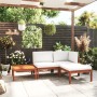 Conjunto de jardín de 4 piezas con cojines, madera color crema
