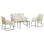 Conjunto de Muebles de Jardín con cojín 4 pcs Negro y Antracita