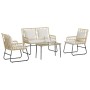 Conjunto de Muebles de Jardín con cojín 4 pcs Negro y Antracita