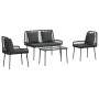 Conjunto de Muebles de Jardín 4 pcs Marrón Negro Crema