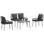 Conjunto de Muebles de Jardín 4 pcs Marrón Negro Crema