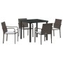 Conjunto de Comedor de Jardín 5 pcs Marrón Poliratán