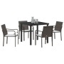 Conjunto de Comedor de Jardín 5 pcs Marrón Poliratán
