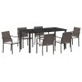 Conjunto de Comedor de Jardín 7 pcs Marrón Poliratán
