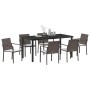 Conjunto de Comedor de Jardín 7 pcs Marrón Poliratán