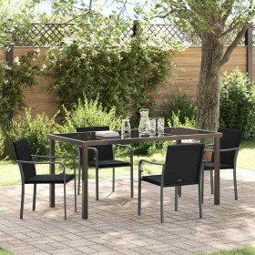 Conjunto de Comedor de Jardín 5 pcs Negro Poliratán