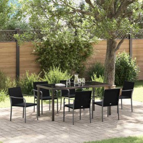 Conjunto de Comedor de Jardín 7 pcs Negro Poliratán