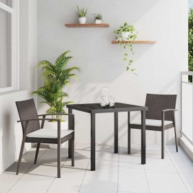Conjunto de Comedor de Jardín 3 pcs Marrón Poliratán