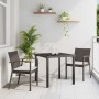 Conjunto de Comedor de Jardín 3 pcs Marrón Poliratán