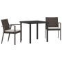 Conjunto de Comedor de Jardín 3 pcs Marrón Poliratán