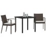 Conjunto de Comedor de Jardín 3 pcs Marrón Poliratán