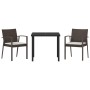Conjunto de Comedor de Jardín 3 pcs Marrón Poliratán