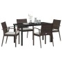 Conjunto de Comedor de Jardín 5 pcs Marrón Poliratán
