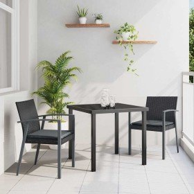 Conjunto de Comedor de Jardín 3 pcs Negro Poliratán