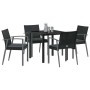 Conjunto de Comedor de Jardín 5 pcs Negro Poliratán