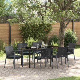 Conjunto de Comedor de Jardín 7 pcs Negro Poliratán en Conjuntos de jardín | Comprar online en Foro24