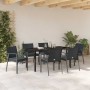 Conjunto de Comedor de Jardín 7 pcs Negro Poliratán