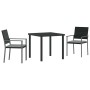 Conjunto de Comedor de Jardín 3 pcs Negro Poliratán