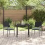 Conjunto de Comedor de Jardín 3 pcs Negro Poliratán