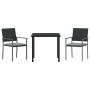 Conjunto de Comedor de Jardín 3 pcs Negro Poliratán