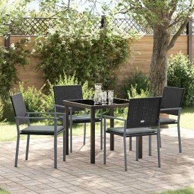 Conjunto de Comedor de Jardín 5 pcs Negro Poliratán