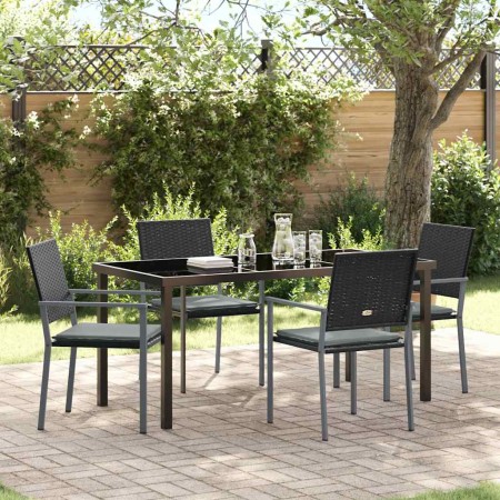 Conjunto de Comedor de Jardín 5 pcs Negro Poliratán