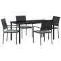 Conjunto de Comedor de Jardín 5 pcs Negro Poliratán