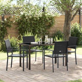 Conjunto de Comedor de Jardín 5 pcs Negro Poliratán