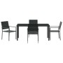 Conjunto de Comedor de Jardín 5 pcs Negro Poliratán