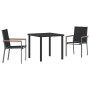 Conjunto de Comedor de Jardín 3 pcs Negro Textileno y acero